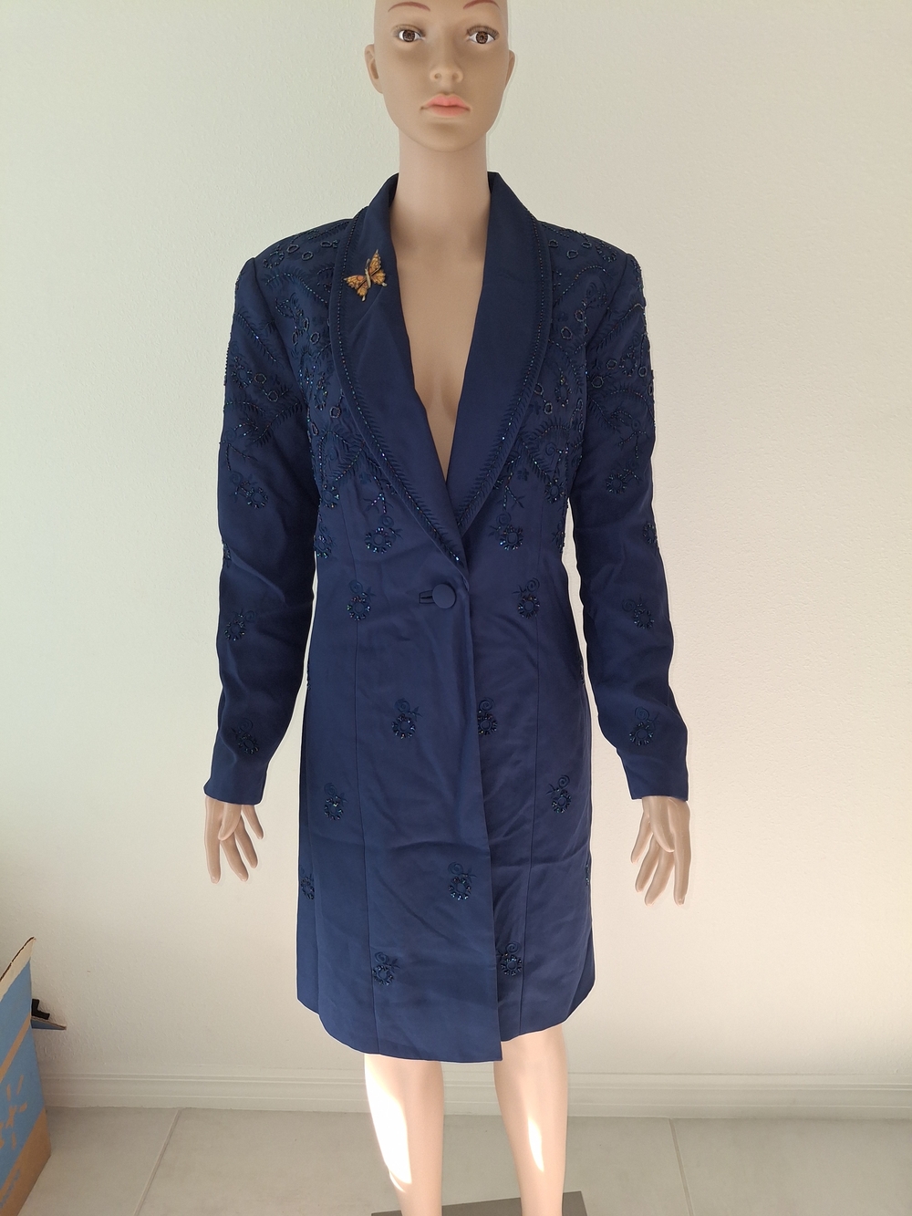 Fifth Sun Navy Embellished Longline Blazer